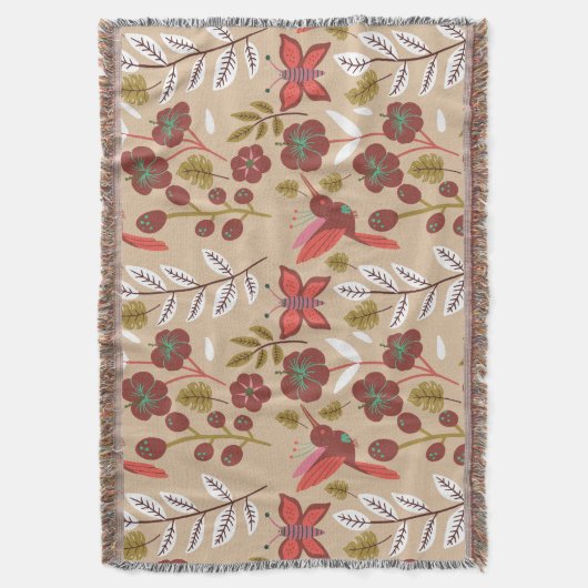 Couverture Fleurs motifs florales sans soudure, oiseaux, papi (devant Vertical)