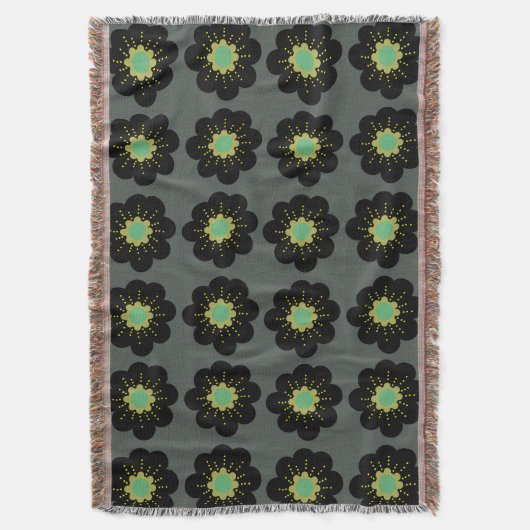 Couverture Fleurs noires Style Boho Lance Blanche (devant Vertical)
