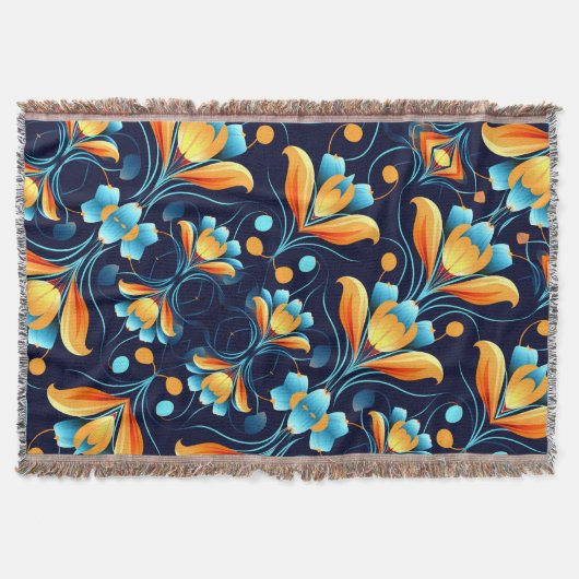 Couverture Fleurs orange bleu Art Déco (Devant)