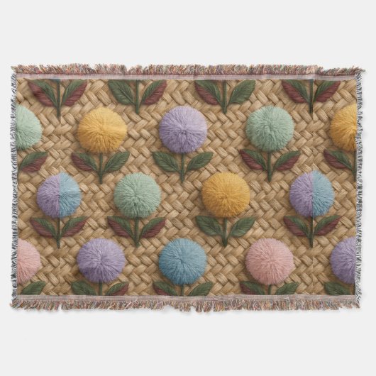 Couverture Fleurs Pom-Pom Douces avec une touche de fantaisie (Devant)