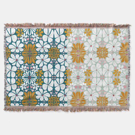 Couverture Fleurs rétro les années 70 vert super Lot Blanche (Devant)