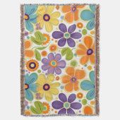 Couverture Fleurs Rétro Orange Lilac Green (devant Vertical)