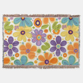 Couverture Fleurs Rétro Orange Lilac Green (Devant)