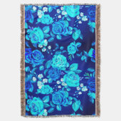 Couverture Fleurs Rose bleu classique Motif-876 (devant Vertical)