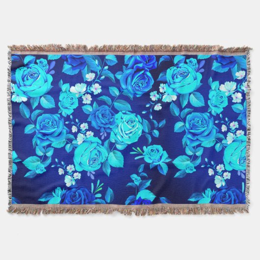 Couverture Fleurs Rose bleu classique Motif-876 (Devant)