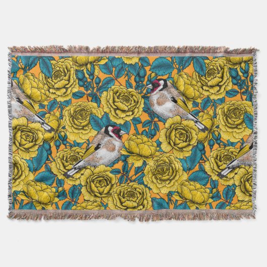 Couverture Fleurs roses et oiseaux dorés (Devant)