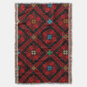 Couverture Fleurs rouges Palestine Broderie tatreez Motif (devant Vertical)