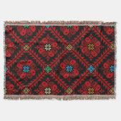 Couverture Fleurs rouges Palestine Broderie tatreez Motif (Devant)