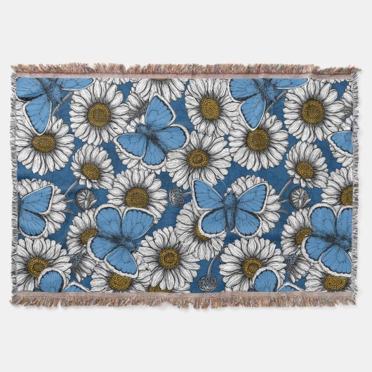 Couverture Fleurs sauvages blanches et papillons bleus (Devant)