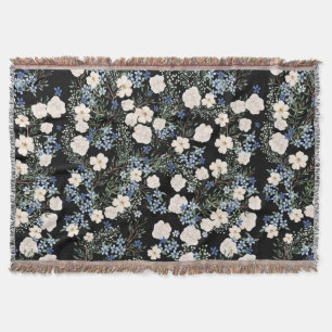 Couverture Fleurs sauvages d'aquarelle florale bleu rose Feui
