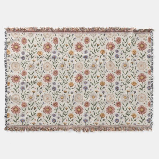 Couverture Fleurs sauvages dessinées à la main en patchwork s (Devant)