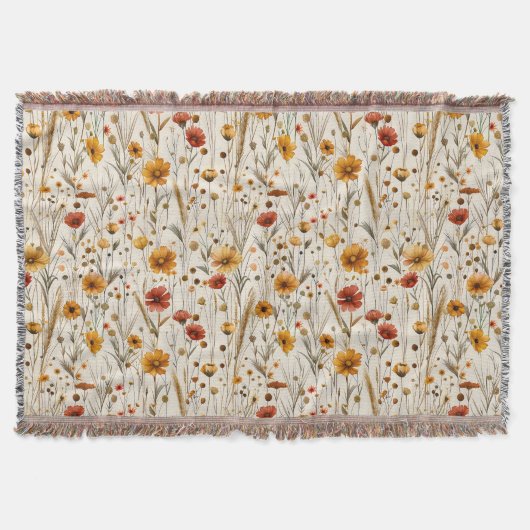 Couverture Fleurs sauvages rustiques - Boho Automne modèle fl (Devant)