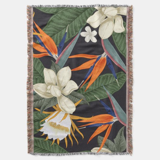 Couverture Fleurs tropicales, arrière - plan foncé, sans cout (devant Vertical)