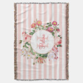 Couverture Fleurs vintages Pink Stripes Monogramme (devant Vertical)