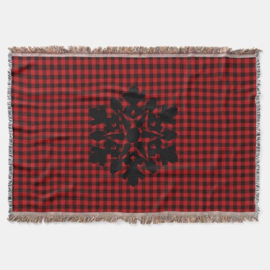 Couverture Flocon de neige motif rouge noir classique (Devant)