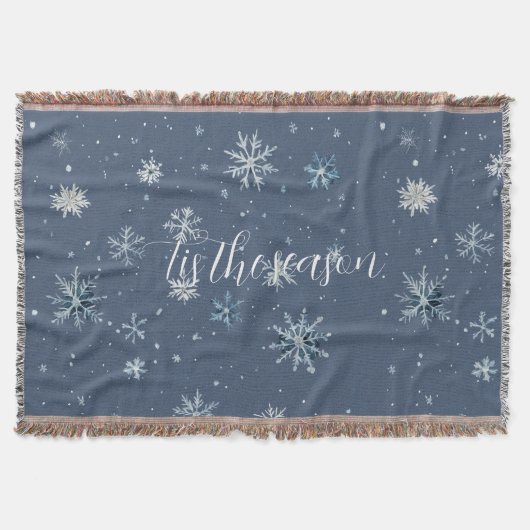 Couverture Flocons de neige argentés bleus d'hiver Noël (Devant)