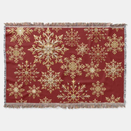 Couverture Flocons de neige dorés et rouges de Noël (Devant)