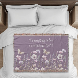 Couverture Floral Bible Verse Throw Blanket