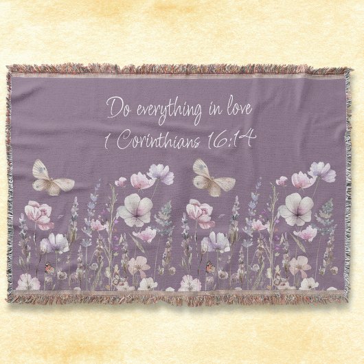 Couverture Floral Bible Verse Throw Blanket