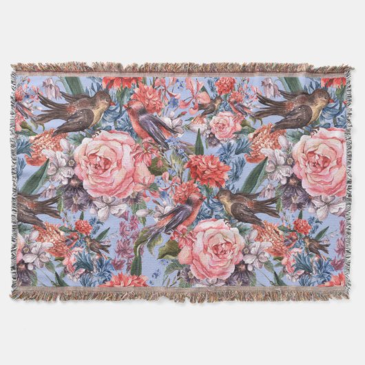 Couverture Floral Blue Arrière - plan Roses Hyacinth Fleurs s (Devant)