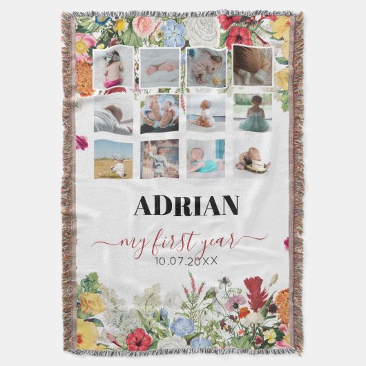 Couverture Floral Garden Baby First Year Photo Collage (devant Vertical)