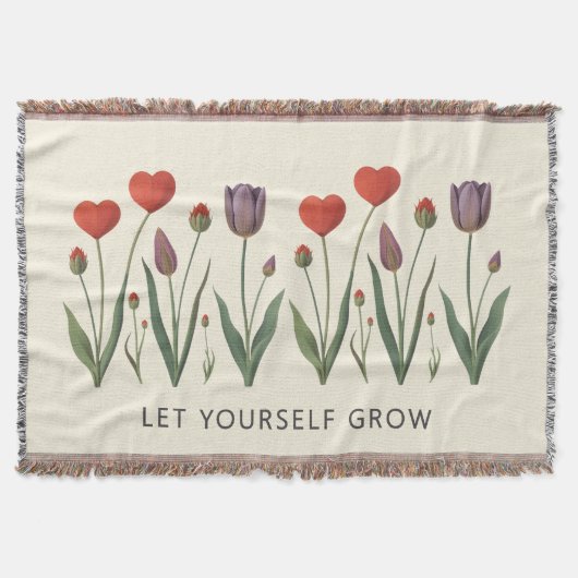 Couverture Floral Heart Tulips Let Yourself Grow Quote (Devant)