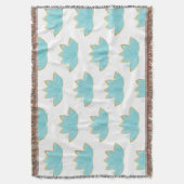 Couverture Floral Lotus Aquarelle Mer Bleu & Faux Or (devant Vertical)