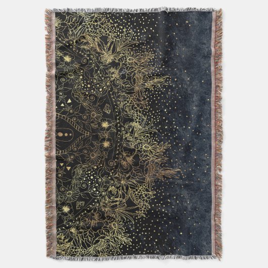 Couverture Floral Mandala or bleu (devant Vertical)