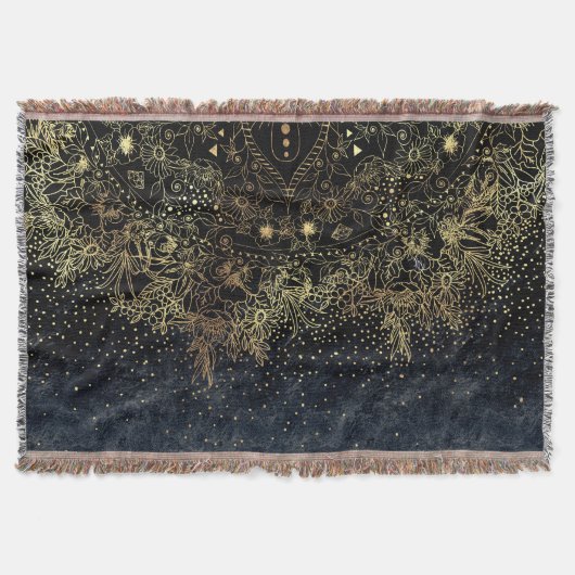 Couverture Floral Mandala or bleu (Devant)