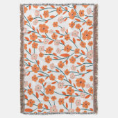Couverture Floral Orange Pastel Blanc sans couture (devant Vertical)