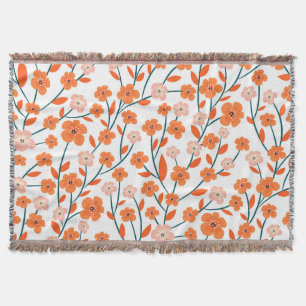 Couverture Floral Orange Pastel Blanc sans couture
