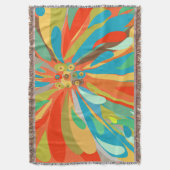 Couverture Floral Orange Turquoise et Motif bleu (devant Vertical)