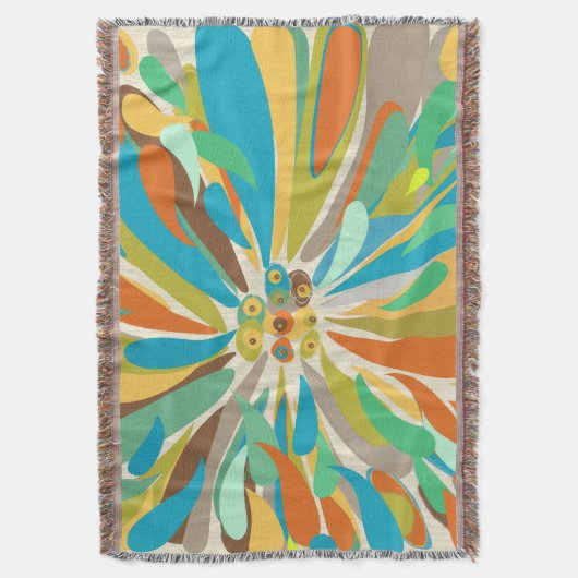 Couverture Floral Orange Turquoise Lime et violet Motif (devant Vertical)