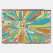 Couverture Floral Orange Turquoise Lime et violet Motif (Devant)