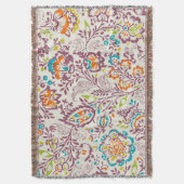 Couverture Floral Orange Turquoise Lime et violet Motif (devant Vertical)