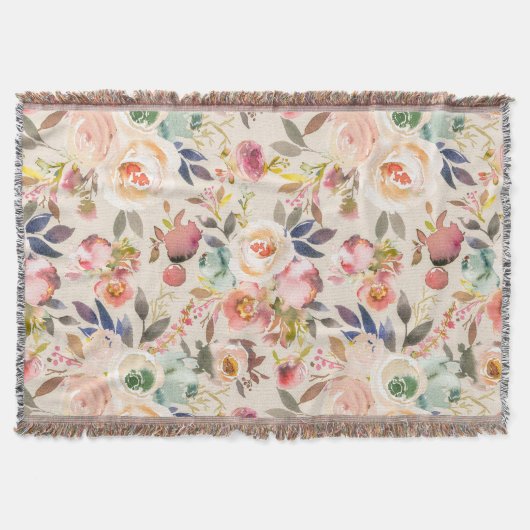 Couverture Floral rustique d'aquarelle brune rose ene ivoire (Devant)