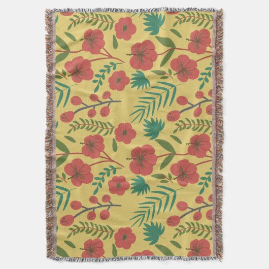 Couverture Floral sans couture motif rouge jaune vert fleurs (devant Vertical)