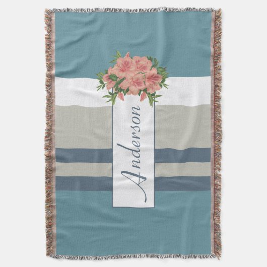 Couverture Floral Turquoise moderne bleu et bronzé (devant Vertical)