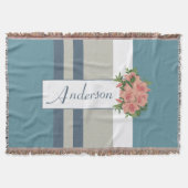 Couverture Floral Turquoise moderne bleu et bronzé (Devant)