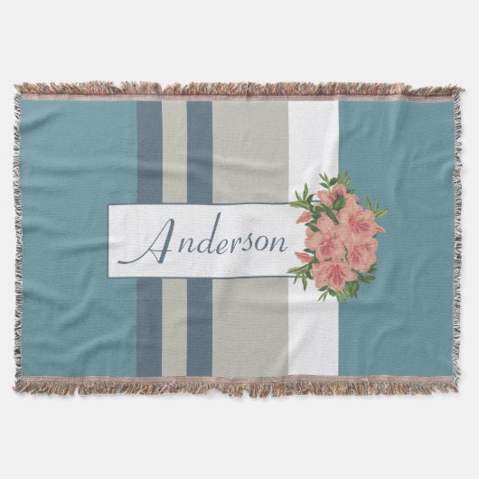 Couverture Floral Turquoise moderne bleu et bronzé (Devant)