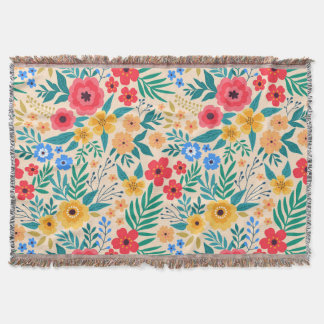 Couverture Floral vintage, Petites Fleurs Colorées.
