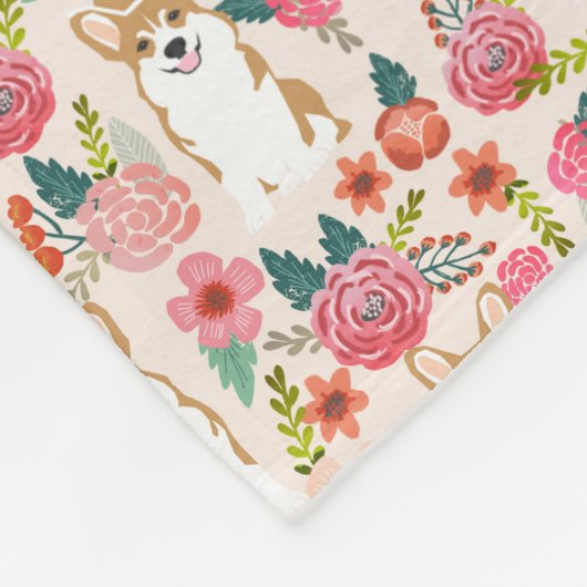Couverture florale de corgi - crème (Coin)