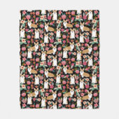 Couverture florale de corgi - noir (Devant)