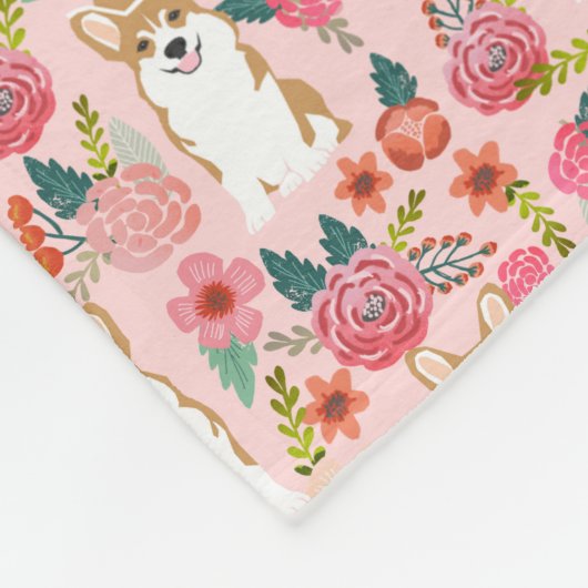 Couverture florale de corgi - rose (Coin)