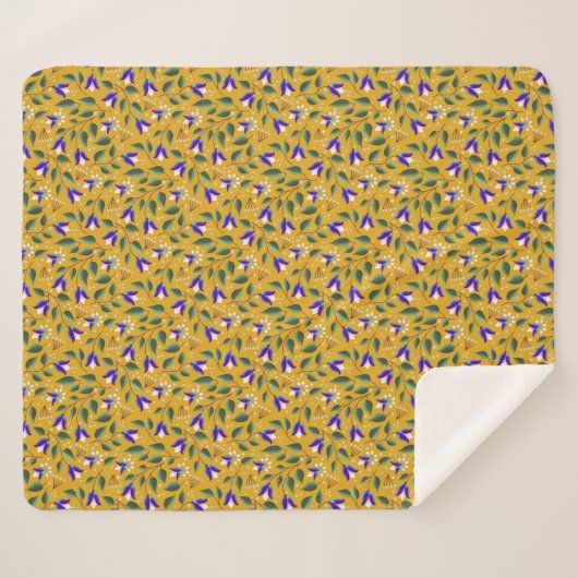 Couverture Florale Sherpa en Jaune et Violet  (Devant (Horizontal))