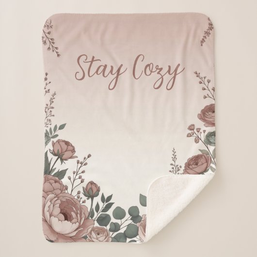 Couverture Florale Sherpa « Stay Cozy » (Devant)