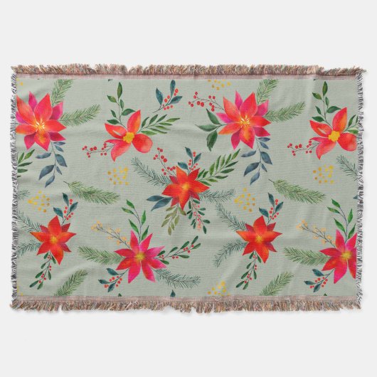 Couverture Flore de Noël Rouge Poinsettia (Devant)