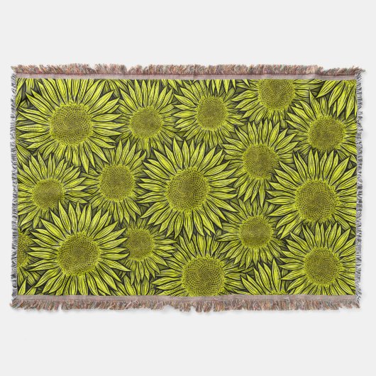 Couverture Flore Rustique Tournesol Jaune Main tirée (Devant)