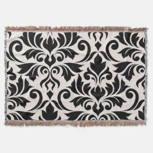Couverture Flourissant Damask Art I Black on Cream