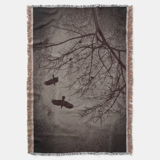 Couverture Flying Crows Arbre Branches Oiseaux Gothique (devant Vertical)